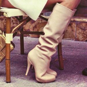 Cream Leather Boots