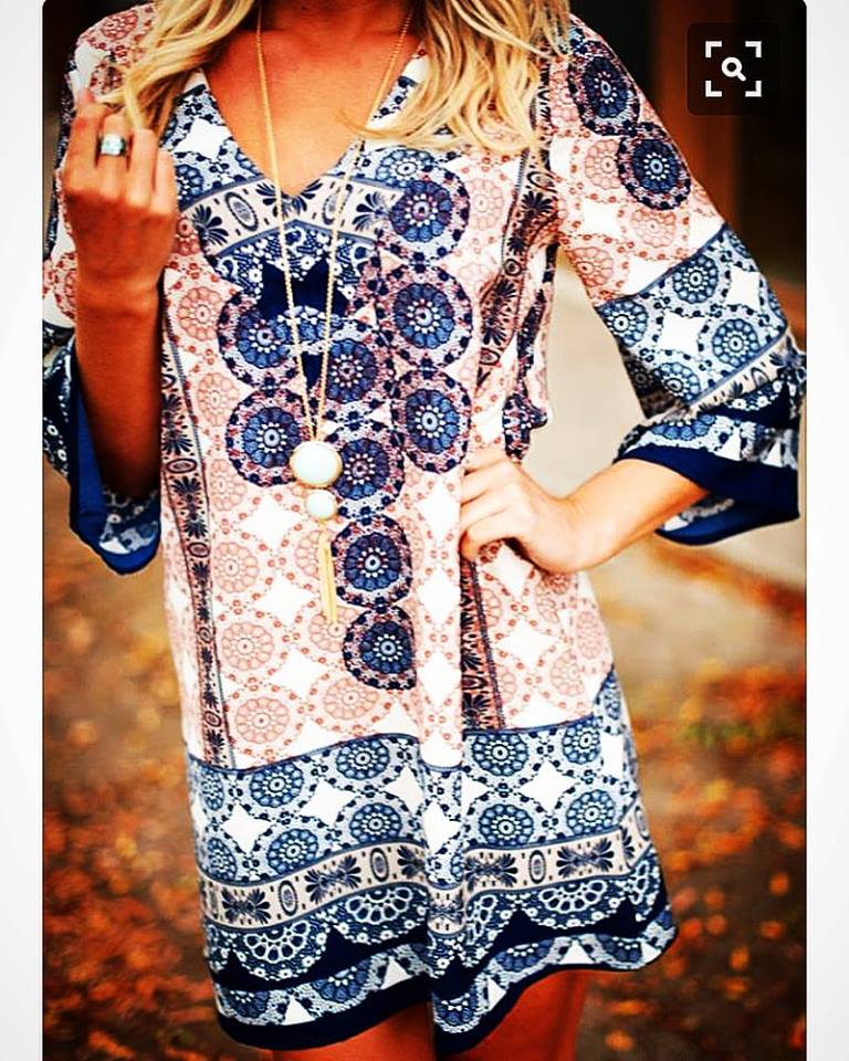 simplistic boho dress 3 quarter sleeves